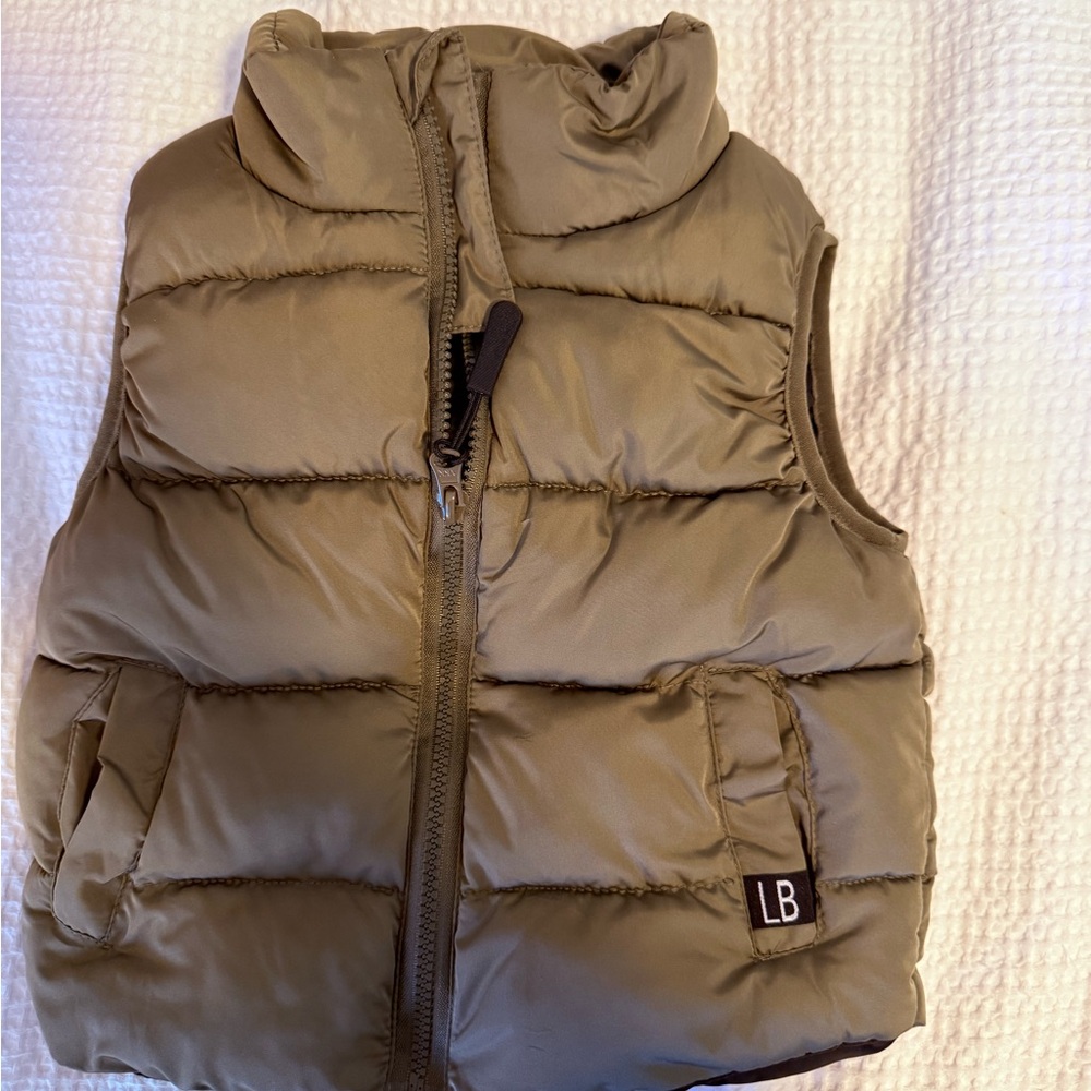 Little Bipsy Olive Puffer Vest for Kids